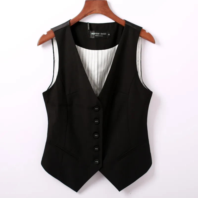 Women's Vests #0719 Spring Autumn Suit Vest Women Sleeveless Jacket Short Office Vest Coat Slim Single Breasted Vest Waistcoat Female Black 230503