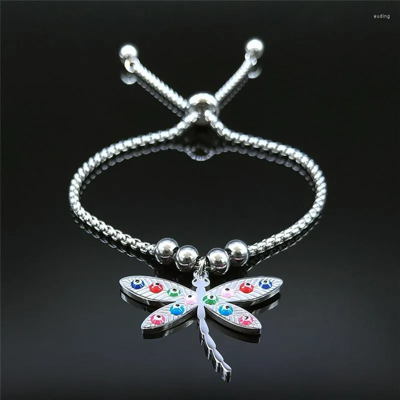 Lien Bracelets En Acier Inoxydable Turquie Oeil Libellule Perle Chaîne Femmes Argent Couleur Islam Bracelet Bijoux Pulseira Feminina B5235S01