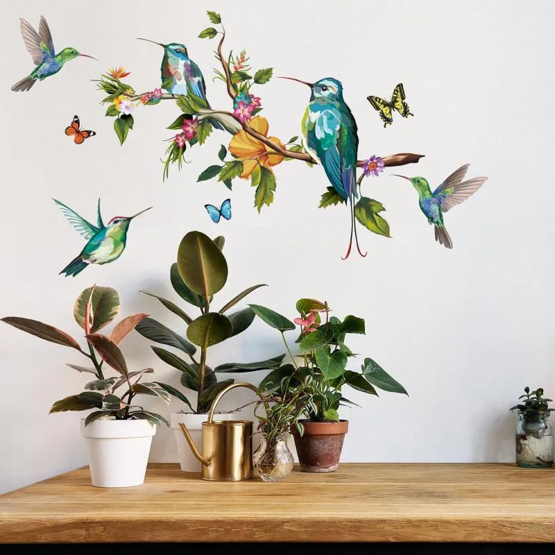 Wandaufkleber Bunte Vögel Auf Dem Ast Aufkleber Für Wohnzimmer Abziehbilder Art Home Decoration Murals Paper