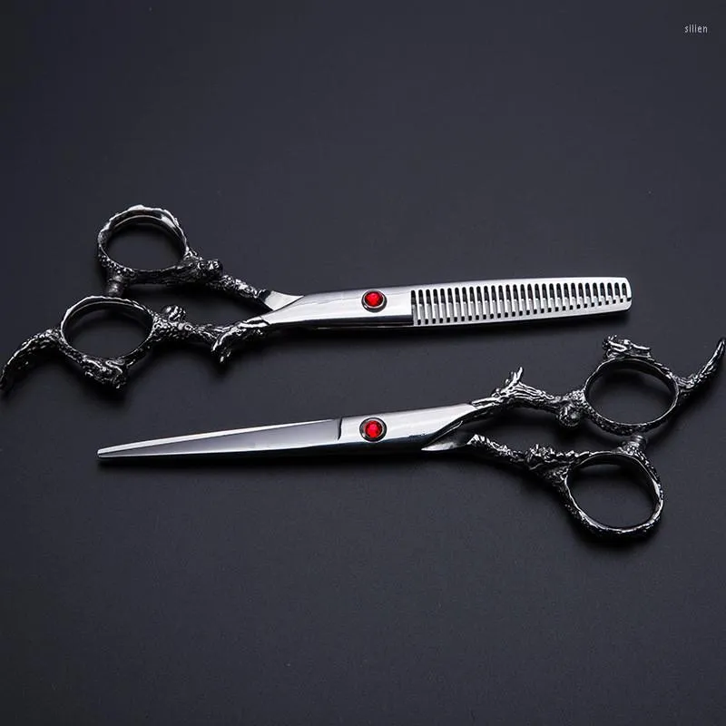 Настройка профессиональных 6,0 дюйма 440c Dragon Hair Ncissors Scissors Shinning парикмахерская для ножниц.