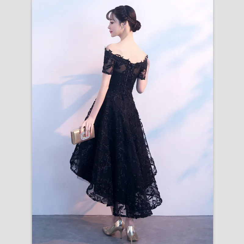open lace back dress Off-Shoulder Short Party Dress with Sweetheart Bodice Black / Large main image 0