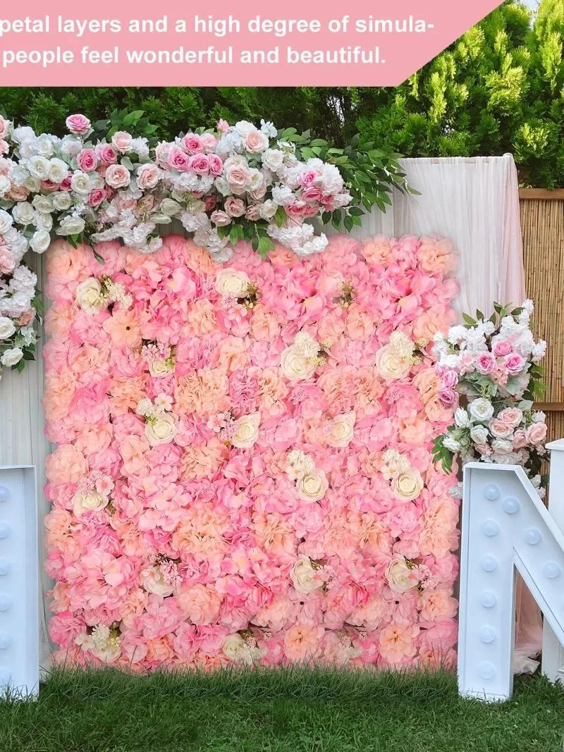 Fiori decorativi Pannelli murali con fiori di rosa artificiale con peonia di ortensia per attività di feste domestiche Baby Shower Sfondo di matrimonio