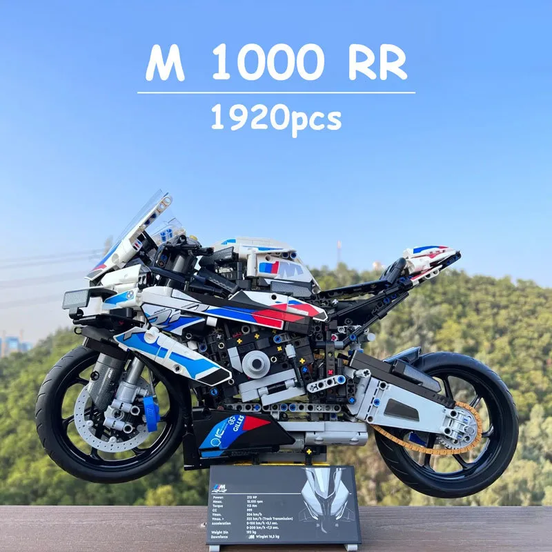 ブロック1920PCSテクニカルオートバイM1000 RRモデル車両レンガ互換42130レーシングカーバイクビルディングキッドおもちゃギフト230504