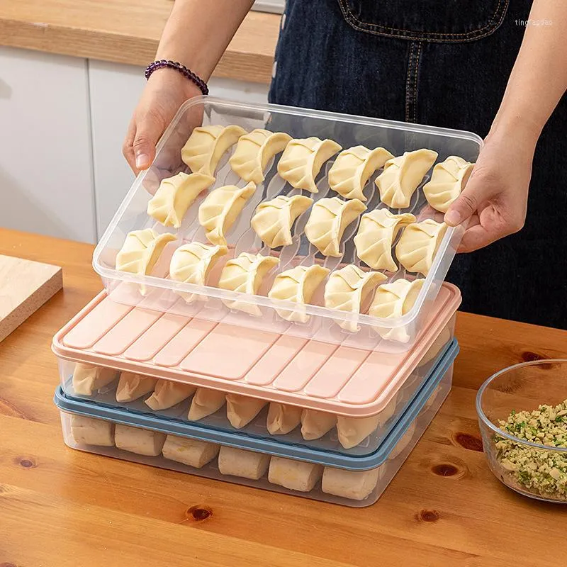 Storage Bottles Freezer Food Container Bins With Lid Stackable Rectangular Non-Stick Dumplings Kitchen Pantry Box Microwave Safe