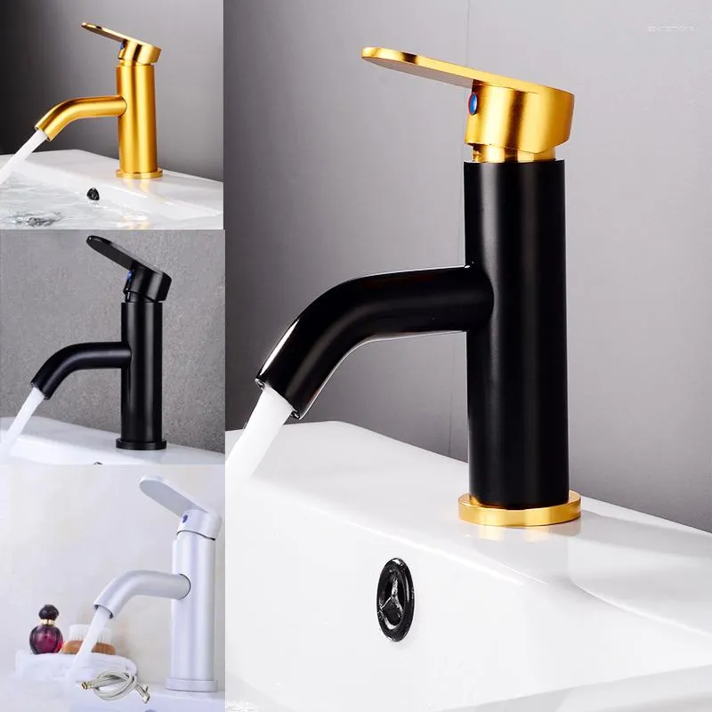 Bathroom Sink Faucets 4 Colors Space Aluminum Basin Faucet Hand Wash And Cold Water Tap