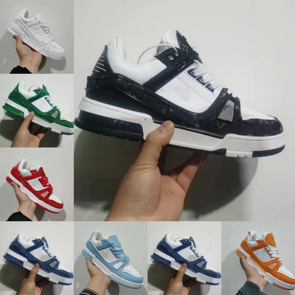 2024 Luxury Designer Casual Shoes For Sale Virgil Trainer Casual Shoes Calfskin Leather Abloh White Green Red Blue Letter Overlays Platform Låg Sneakers Storlek 36-45