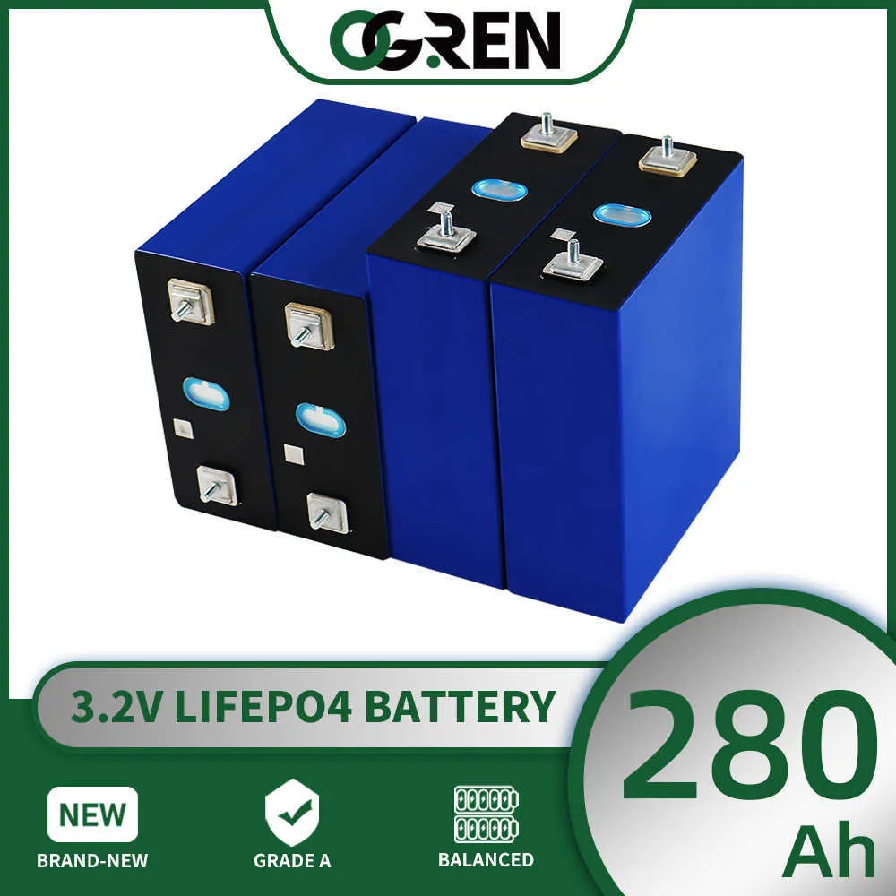 280AH LiFePO4 Battery 3.2V 4/8/16/32PCS Rechargeable Lithium Iron Phosphate Battery Pack DIY 12V 24V 48V EV RV Boat Solar System