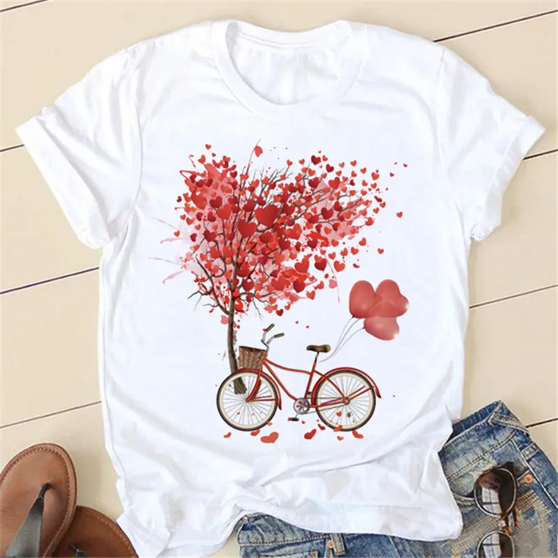 Damska koszulka koszulka kobiet swobodne top drzewa miłosne piękne ubrania lampartowe Lady krótkie rękawe moda letnia koszulka wiosenna żeńska graficzna koszulka 230503