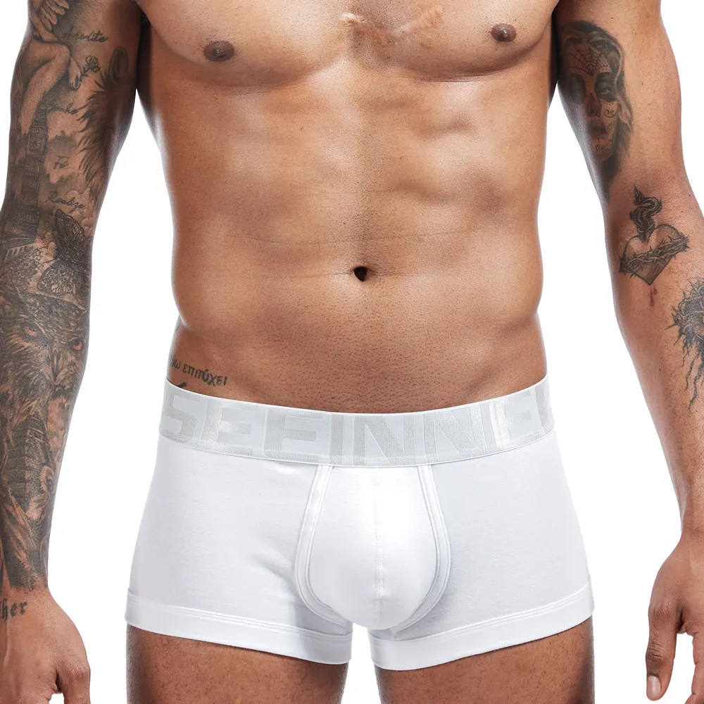 Boxer roupa interior dos homens cuecas de algodão masculino puro calcinha shorts roupa interior boxer briefs algodão sólido clássico