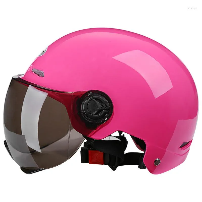 Pink motorcycle helmet with bluetooth top