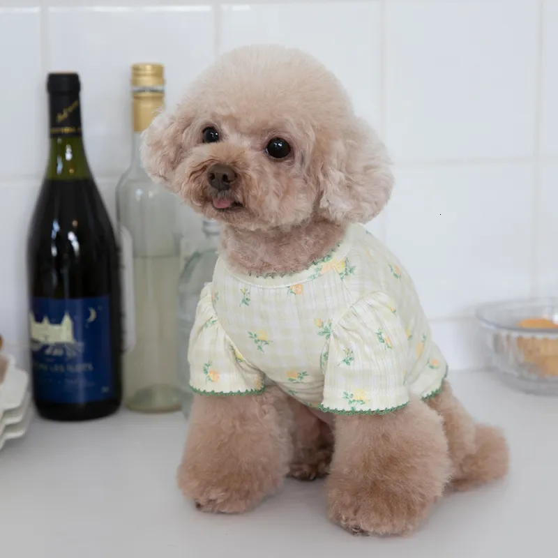 Psa odzież urocza kwiaty koszulka piesek pupy puppy odzież Summer Yorkie Pomeranian Maltańczyka
