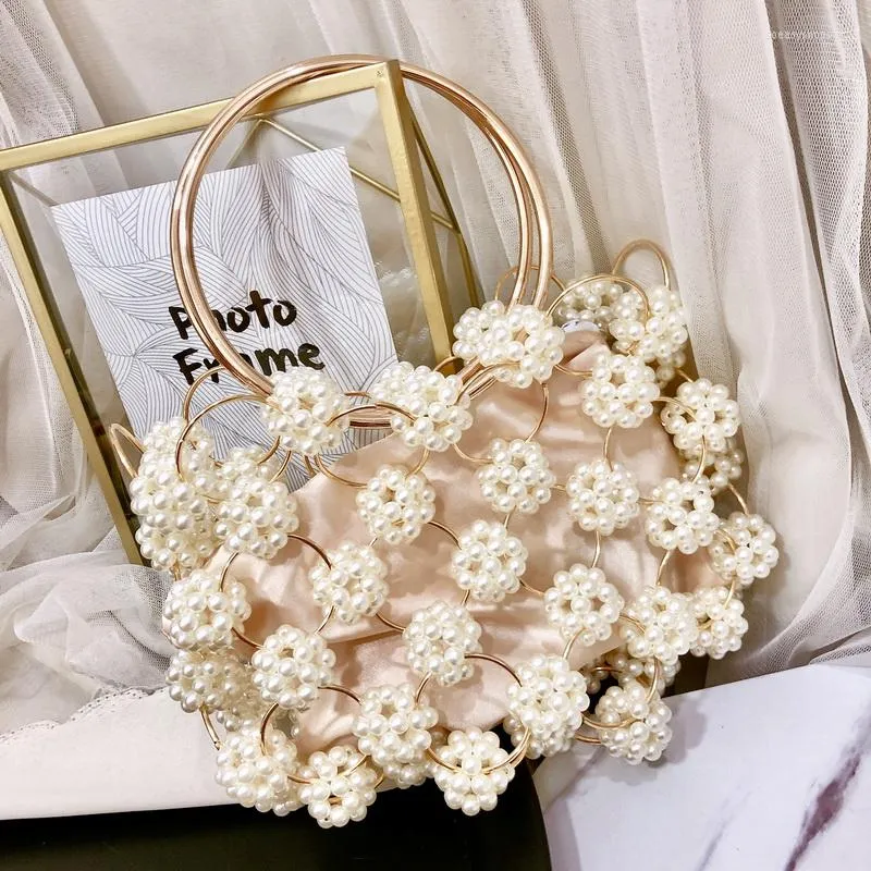 Sacs de soirée fleur perle sac à main pour femmes créateur de mode pochette perle perles poignée supérieure fourre-tout busket Cage forme fête