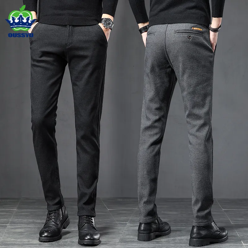 Męskie spodnie wiosna jesień sukienka biznesowa mężczyźni elastyczna talia mrożona materiały swobodne spodnie formalne garnitur społeczny kostium spodni homme 230504