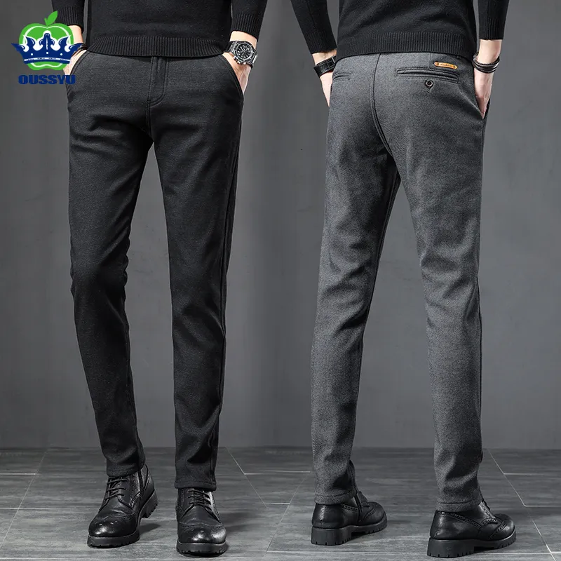 Pantalones para hombre primavera otoño vestido de negocios hombres cintura elástica tela esmerilada pantalones casuales traje Formal Social pantalón traje Homme 230504