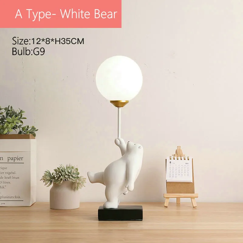 Lovely Resin Bear G9 LED Moon Bedside Lamps Kmart Perfect