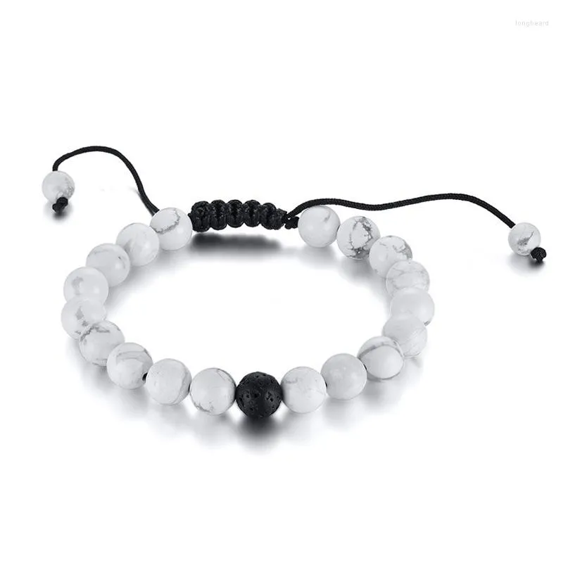 Bracelets porte-bonheur 8mm Pierre Naturelle Yoga Perlé Bracelet Pour Femmes Hommes Fille Ami Corde Tressé Bracelet Couples Cadeaux