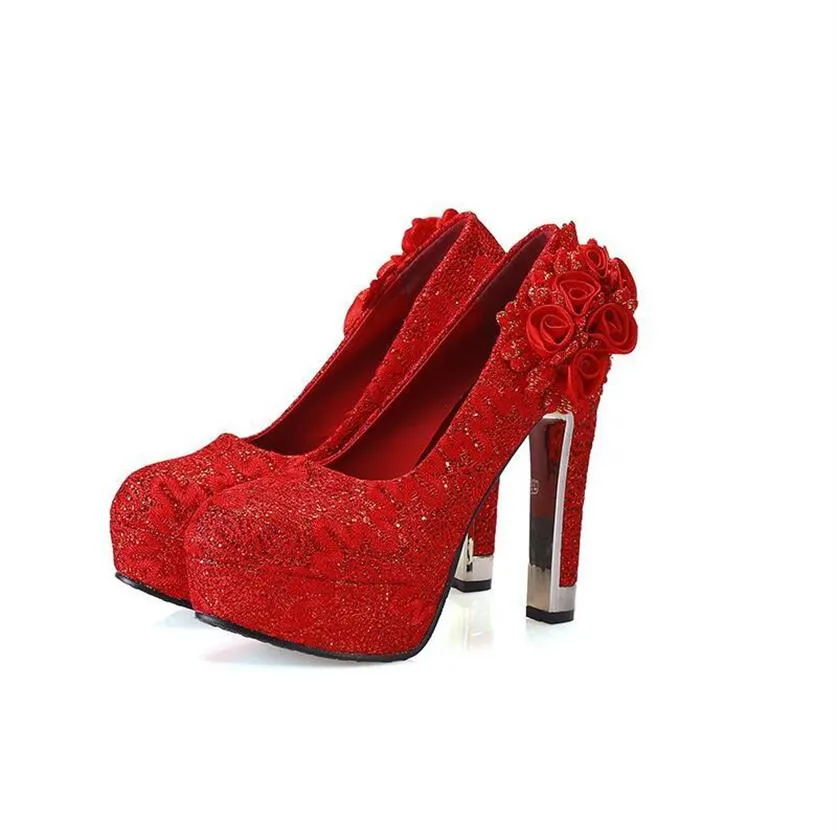 Scarpe Da Sposa Rosse D collet Da Sposa Ragazza Da Donna Fiore
