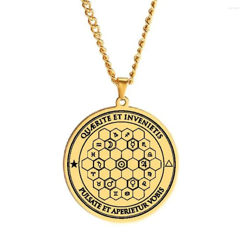 Colliers pendentifs HLSS228 Le télescope du système de divination de Zoroastre Grande vision de sorcellerie Talisman Amulette Collier en acier inoxydable