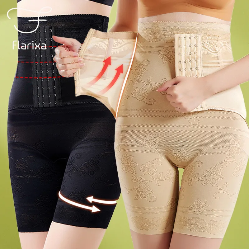 Shapers da donna Flarixa Tummy Dimagrante Postpartum Girdle Waist Trainer Body Shaper Plus Size Donna Vita alta Mutandine per il controllo dell'addome a quattro file 230504