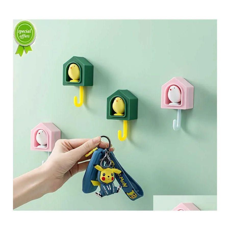 Ganci Rails 2022 Gancio per uccelli Pop Out Wall Key Cloth Bag Hanger Adesivo Bagno Asciugamano Porta accappatoio Rack Porta Decor Shelf Drop Delive Dhpqw