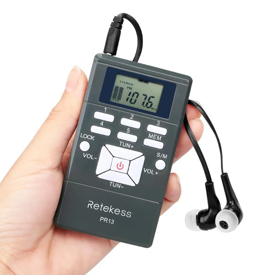 Retekess PR13 Mini FM Radio With Earpiece Preset Channels, Ideal
