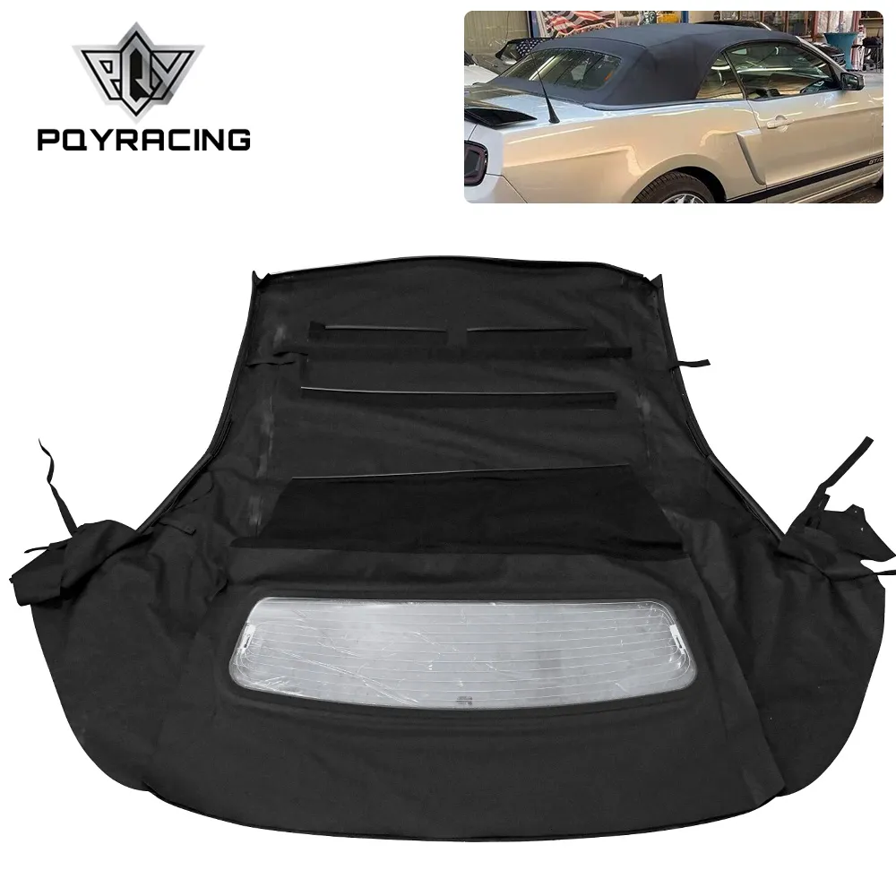 Convertible Soft Top For 05-14 Ford Mustang Cobra GT500 Heated Glass Window Sailcloth Black Heat Sealed Seams PQY-ROF100BK