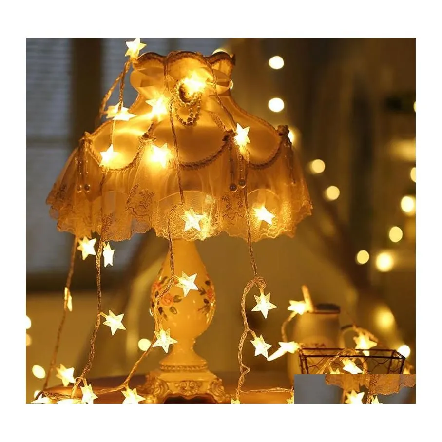 LED -strängar beiaidi 400 st/800 st stjärnor Fairy String Christmas Garland Light Outdoor Holiday Wedding Patio Party Xmas Festoon Drop Del Dhyyg