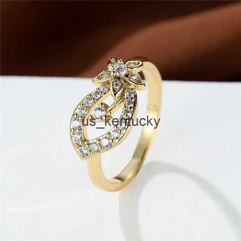 Luxury Crystal Engagement Promise Ring With White Zircon Stones