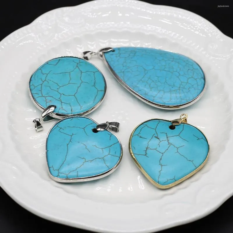 Collane con ciondolo a forma di cuore turchese naturale blu ciondoli pietra per donne uomini che realizzano accessori per collana Jewerly fai da te