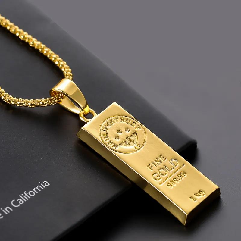 M Gold We Trust Australia Gold Bar Pendant Trend Lange sieraden ketting Europa America Fin Gold 999,99 1kg Stempel 18k Bar Hip Hop Popular Barrion Long Sweater Chain