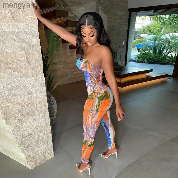Tie dye strapless jumpsuit sale