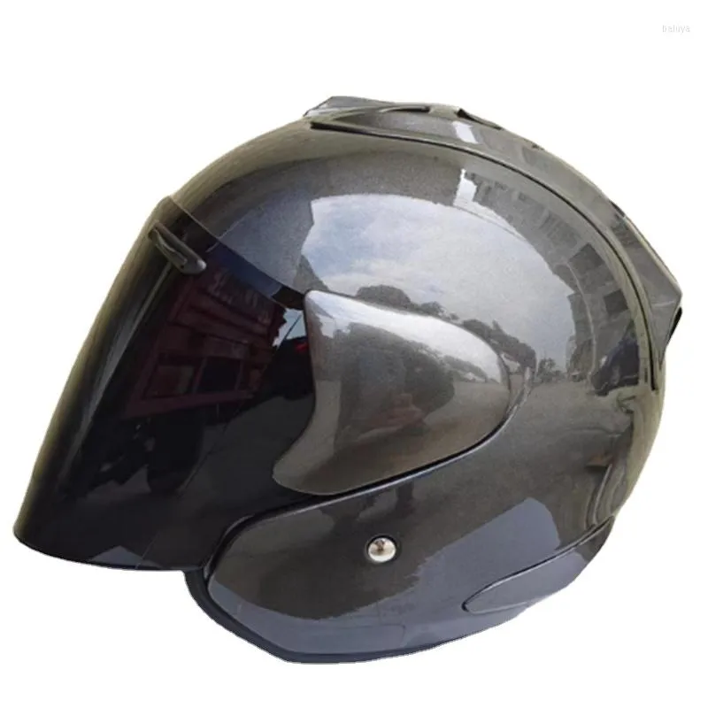 Casques de moto 4 gris casque hommes et femmes demi avec lumière moulée intégrée sécurité adulte route ultraléger