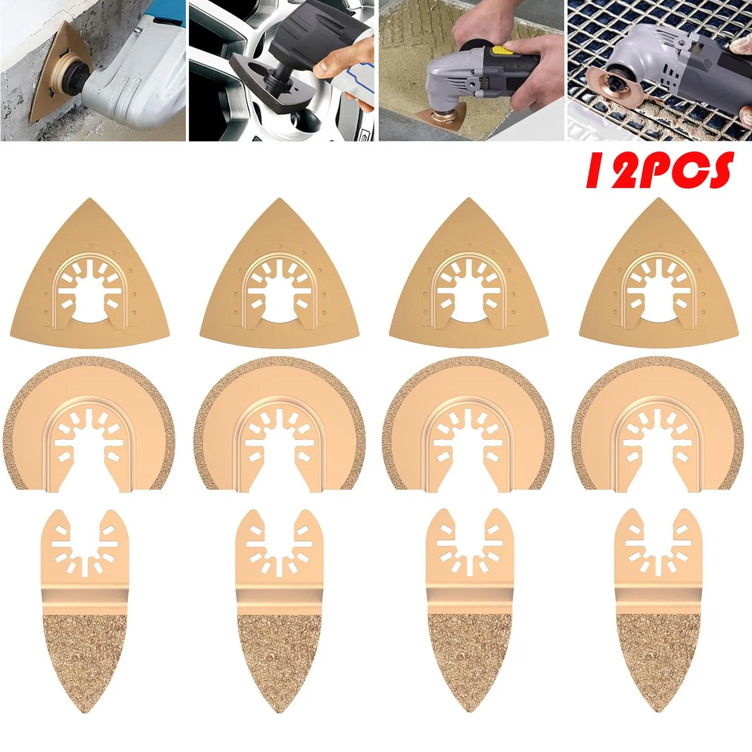 Zaagbladen 12/8/6/5st Carbide Oscillating Saw Blades Triangle Rasp Saw Tool for Rough Slanding Fillers Tile Ceramics Multitool Saw Blade