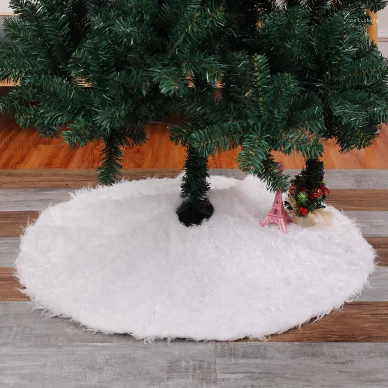 Juldekorationer Plush Tree Kjol Pure White Long Hair Diameter 78 90 122cm Decoration L1