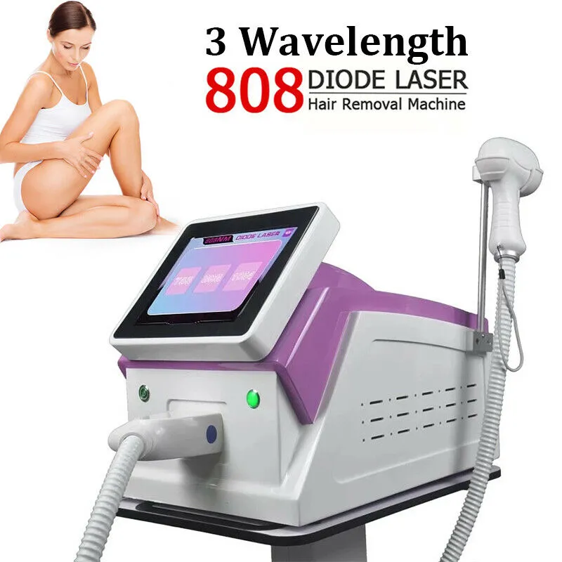 Portable 808nm Diode Laser Épilation permanente Machine 808nm 755nm 1064nm 3 longueurs d'onde Indolore Enlever les poils du corps Rajeunissement de la peau Depilacion Épilateur