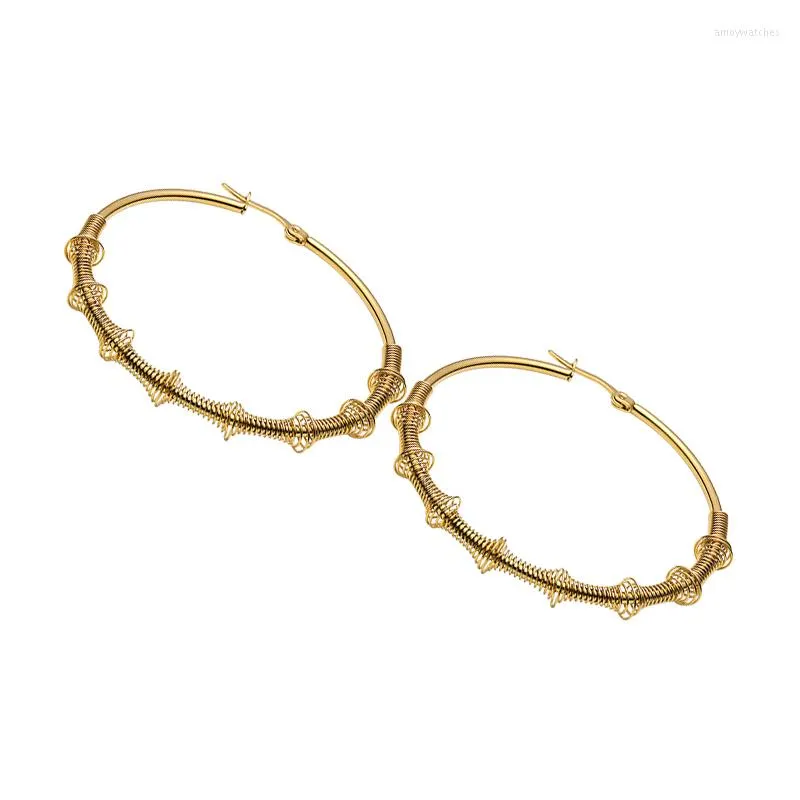 Orecchini a cerchio Piercing all'orecchio in acciaio inossidabile da appendere per le donne Gioielli vintage da donna personalizzati Gioielli africani rotondi geometrici