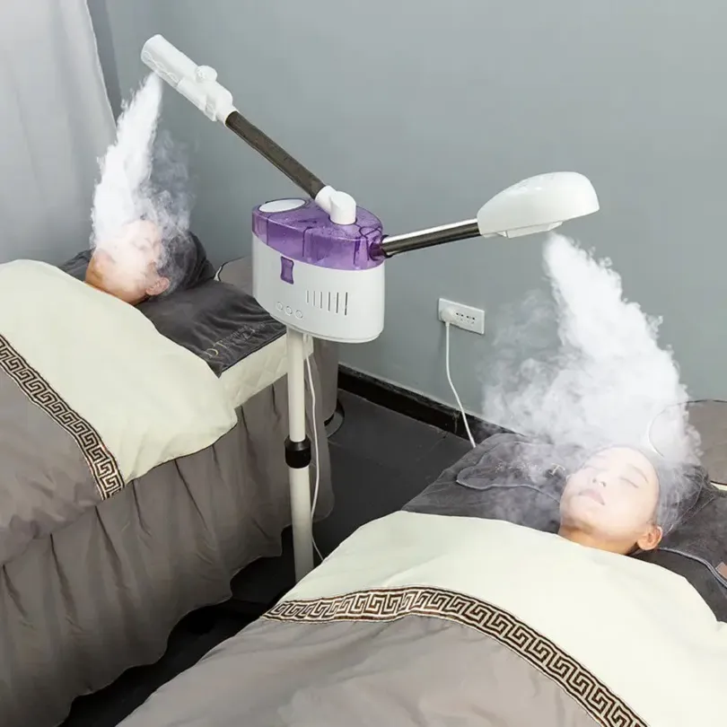 Umidificador de oxigênio profissional salão spa spa face a vapor portátil de tubo duplo portátil vaporador facial iônico