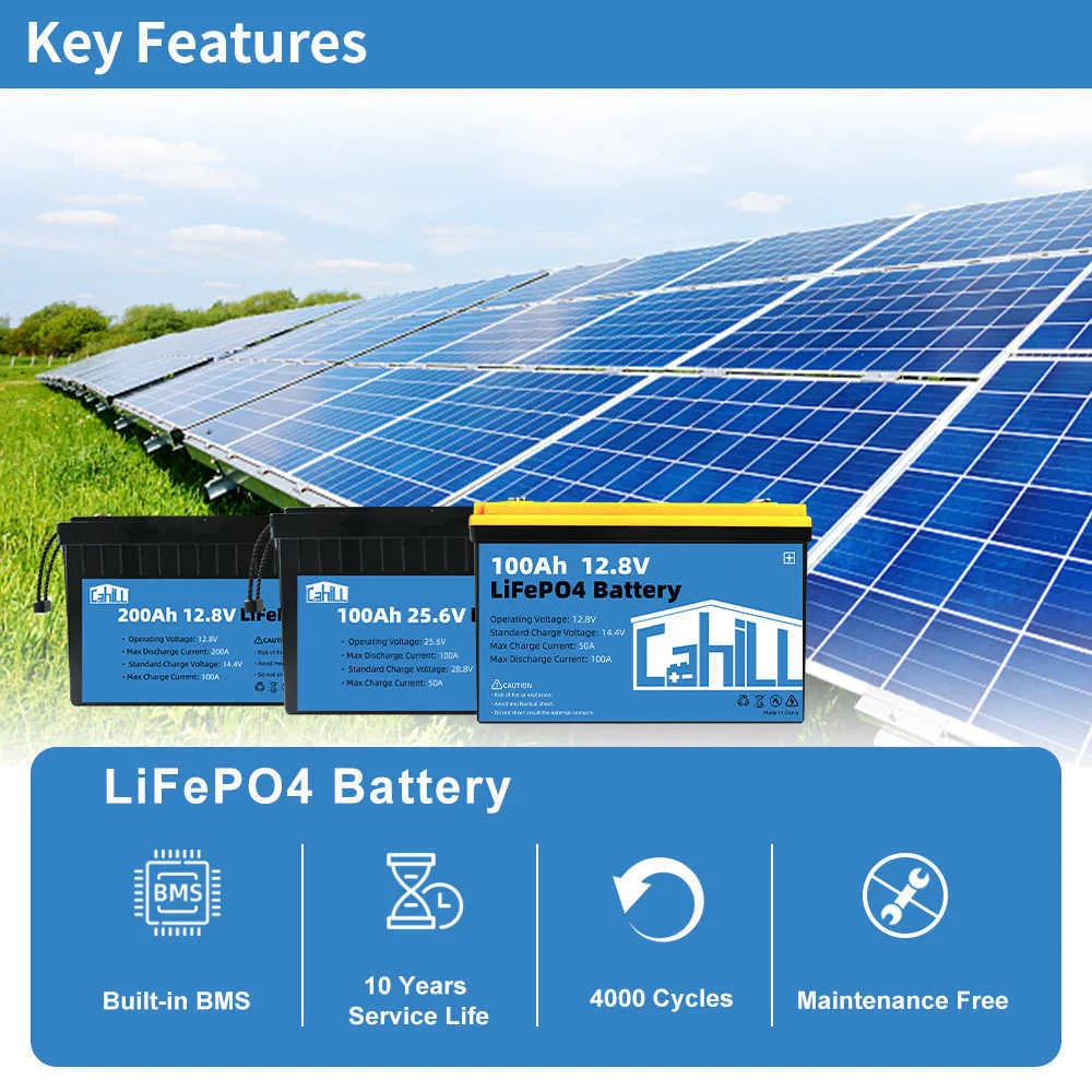 Batterie LiFePO4 24V, 100ah, 12V, 50ah, 200ah, Grade A, Au Lithium