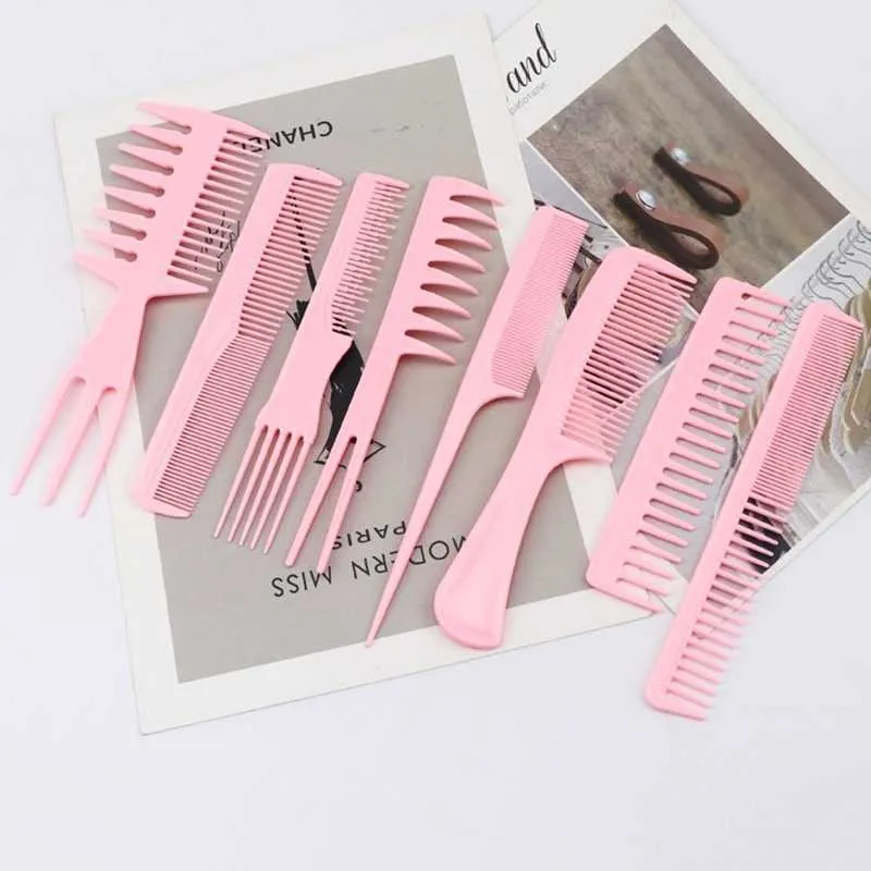 Hårborstar 9 st hårklippning av kammare Barber Hårstyling Combs Wide Fine Teeth Set Anti Static Frisyrverktyg för män Kvinnor Salong Hemanvändning L231225