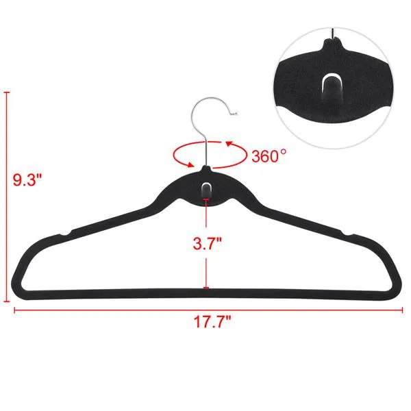 Non Slip Space Saving Plastic and Metal Clothing Hangers, 100 Pack