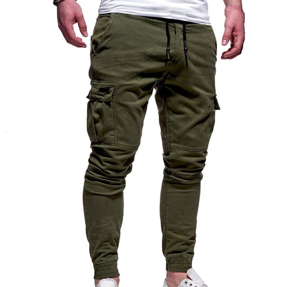 Jeans masculinos Casual Joggers Calça Sólida Homem Men Algodão Elastic Longo Pantalon Homme Calça Militar de Carga Militar Leggings 230503