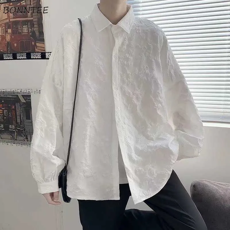 Sukienki dla mężczyzn koszule Japończycy projektant Casual Pure Color Camisa przystojne nastolatki Personal Kpop Unisex College Ubranie