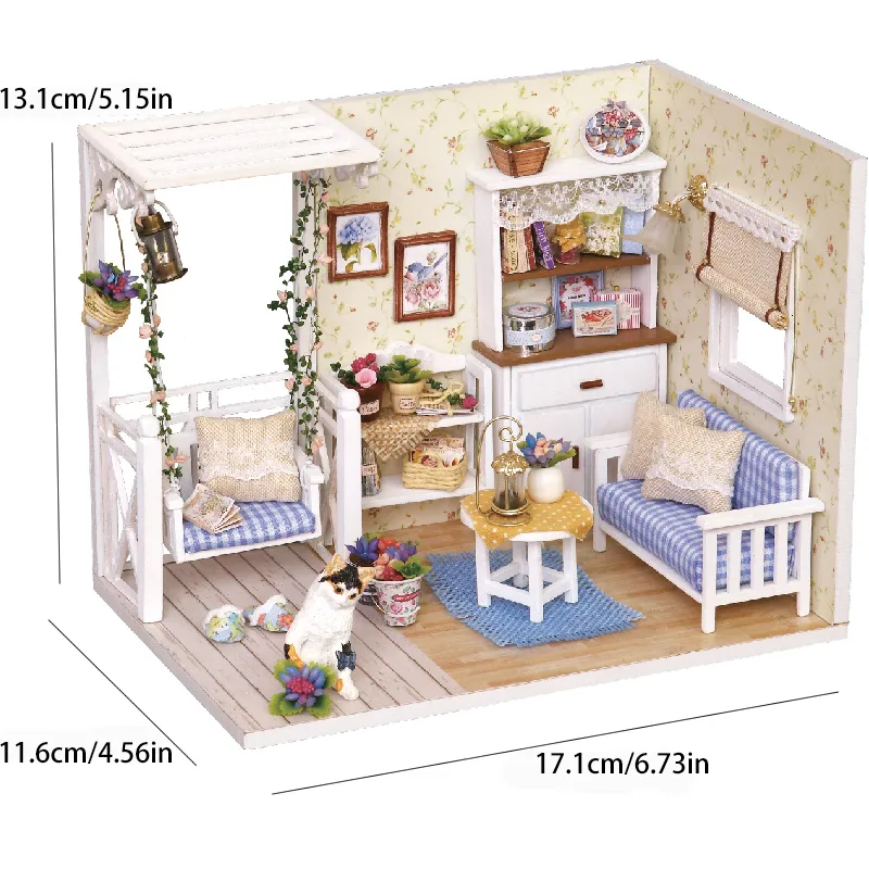 Vintage DIY Dollhouse Set With Furniture And Handmade 3d Puzzle