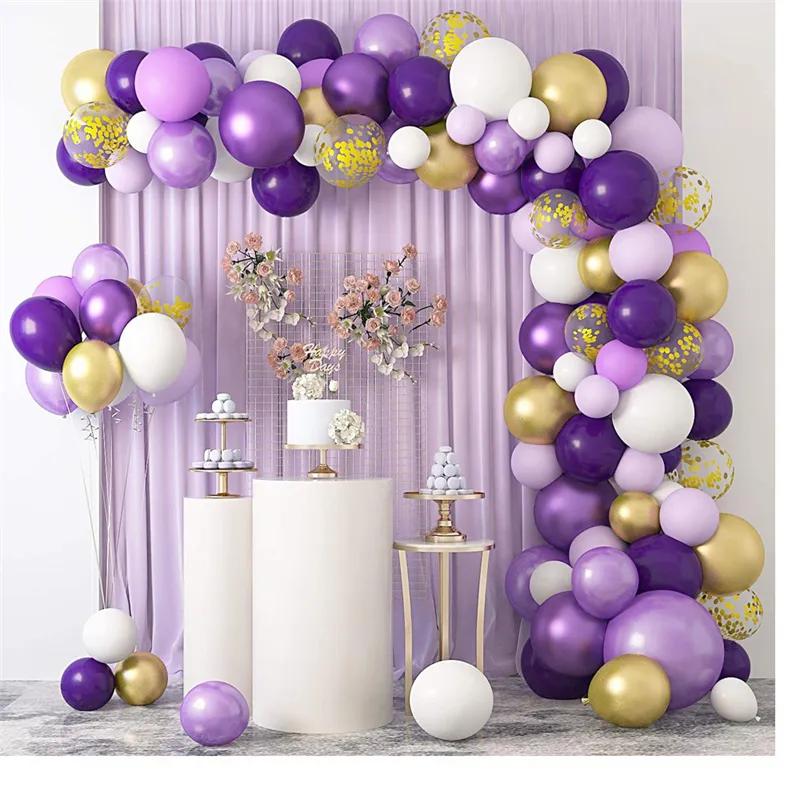 20Sets Light Purple Balloons Garland Arch Kit Confetti Latex Balloons Birthday Baby Shower Wedding Party Decorations Supplies