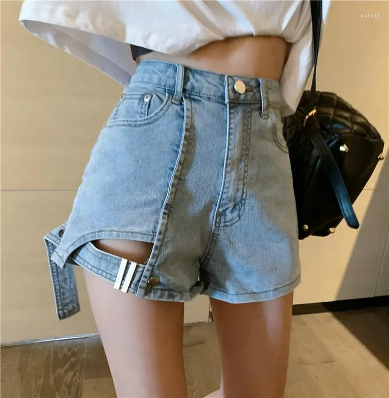 Damesshorts Denim Dames Grote Maat 2023 Zomer Retro Onregelmatig Gescheurd Wijde pijpen Hoge taille Dijriem Jeans