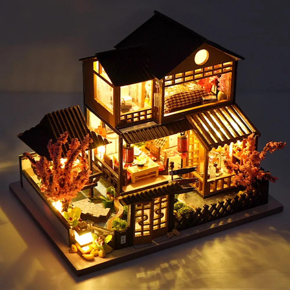 DIY Japanese dollhouse toy Building Kit with Furniture, LED Lights, and ...