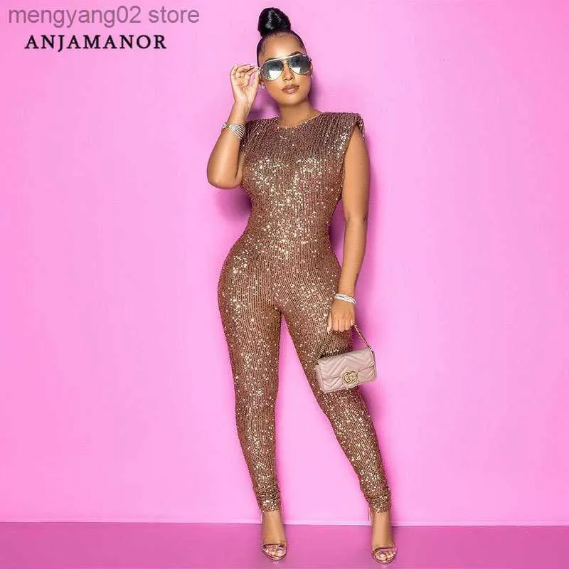 Glitter Sequin Sleeveless Bodycon Glitter Jumpsuit For Women Sexy