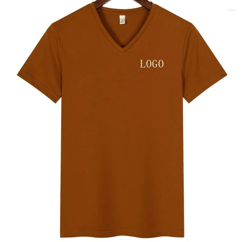 メンズTシャツパーソナライズされたTシャツカスタム刺繍オーバーオールオーバーオール夏の仕事DIYあなた自身の半袖VネックTシャツ