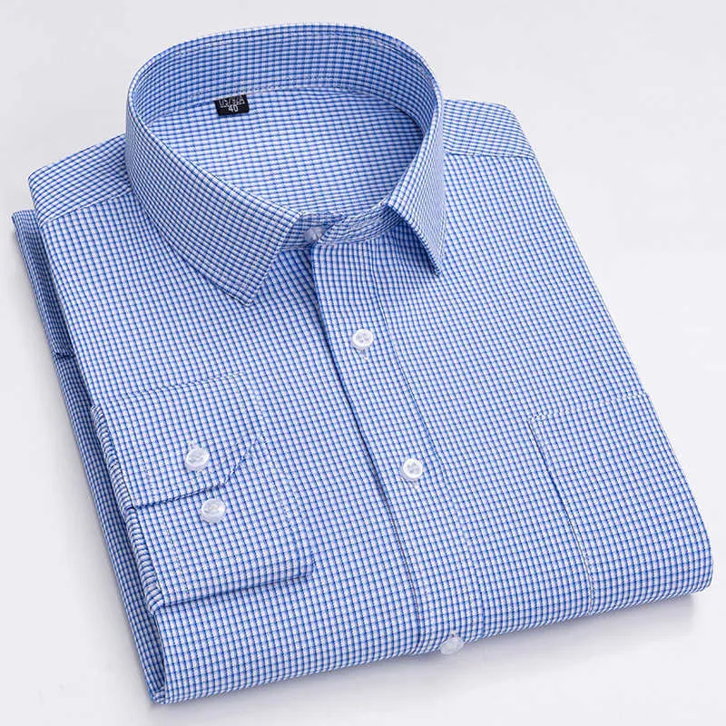 Chemises habillées pour hommes d'affaires Chemises habillées à carreaux à carreaux de haute qualité à manches longues Social Man Smart Casual Shirt Soft Regular Fit New Fashion P230427