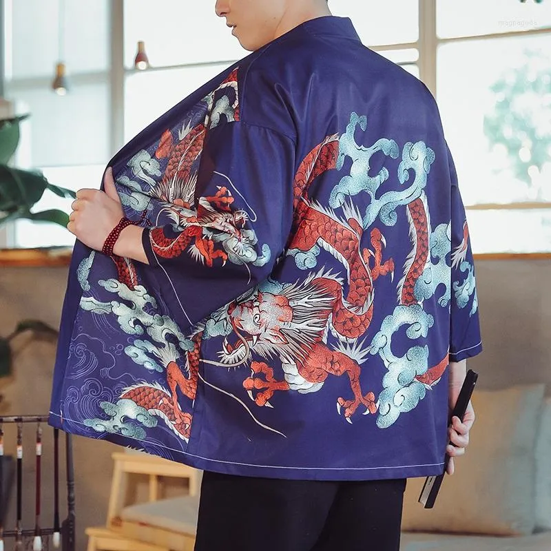 Roupas étnicas 2023 verão japonês quimono cardigan homens haori camisa asiática de rua samurai fantasia harakuju robe yukata mens 12746